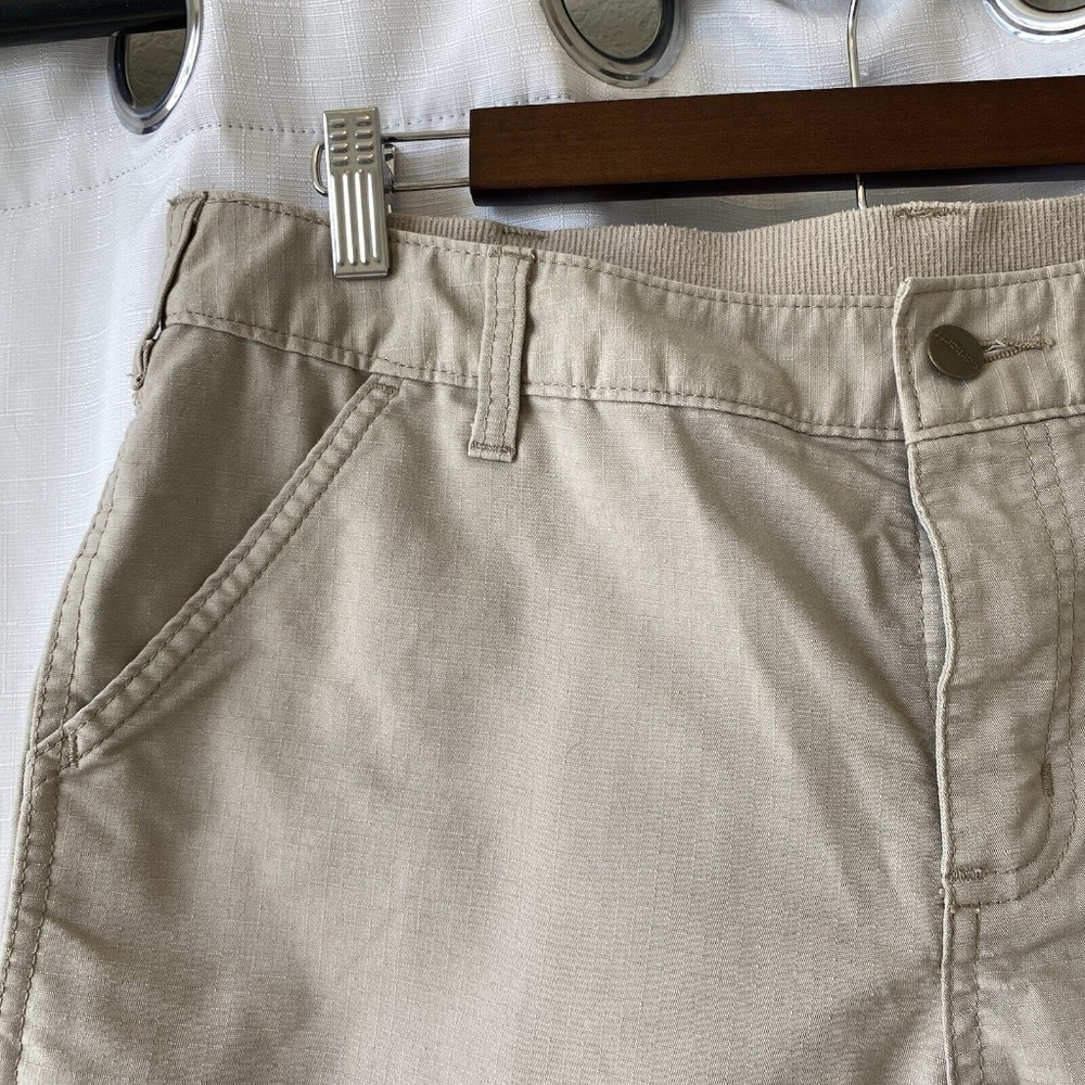 Carhartt Womens Original Fit Smithville Shorts Size 12 Tan Roll Tab Sides Safari - Picture 4 of 12